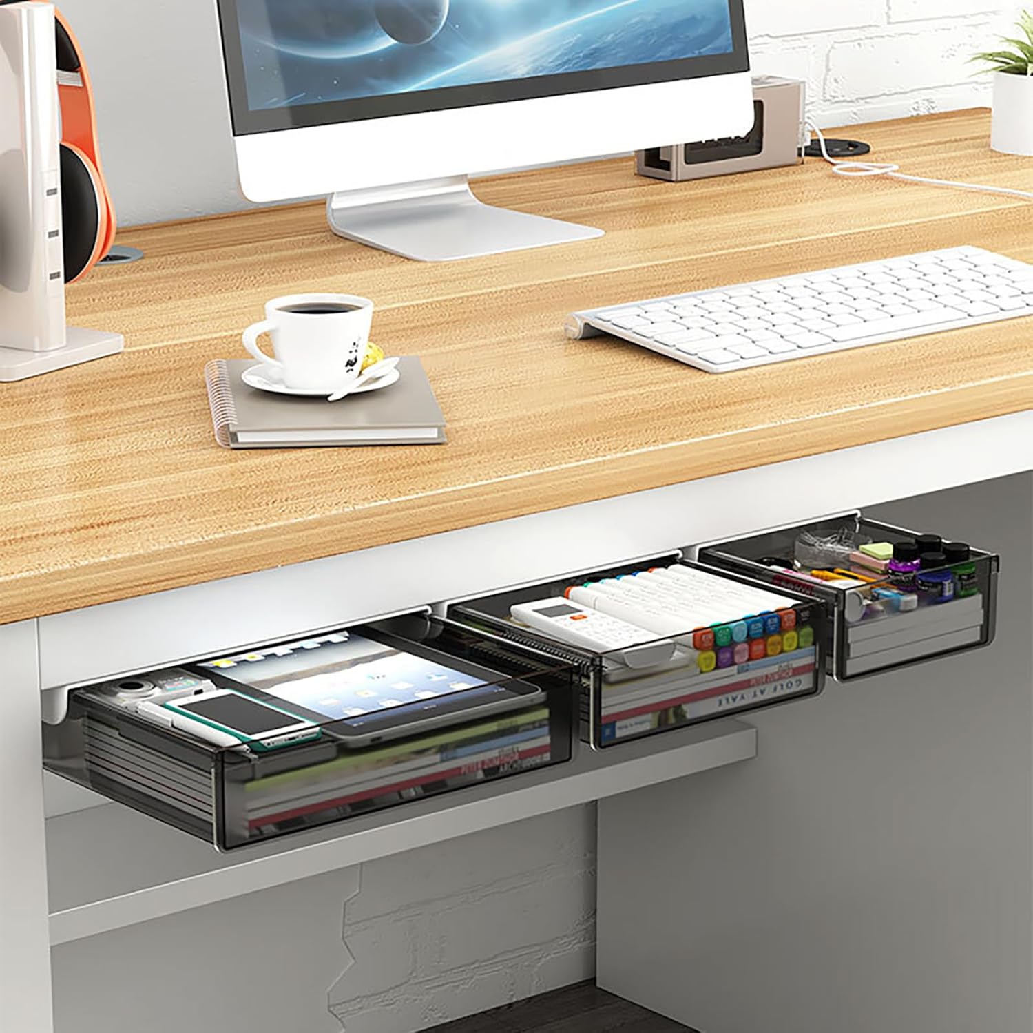CARLA HOME 3βPack Under Desk Storage Drawers Hidden PullβOut Organizer for Office & Home