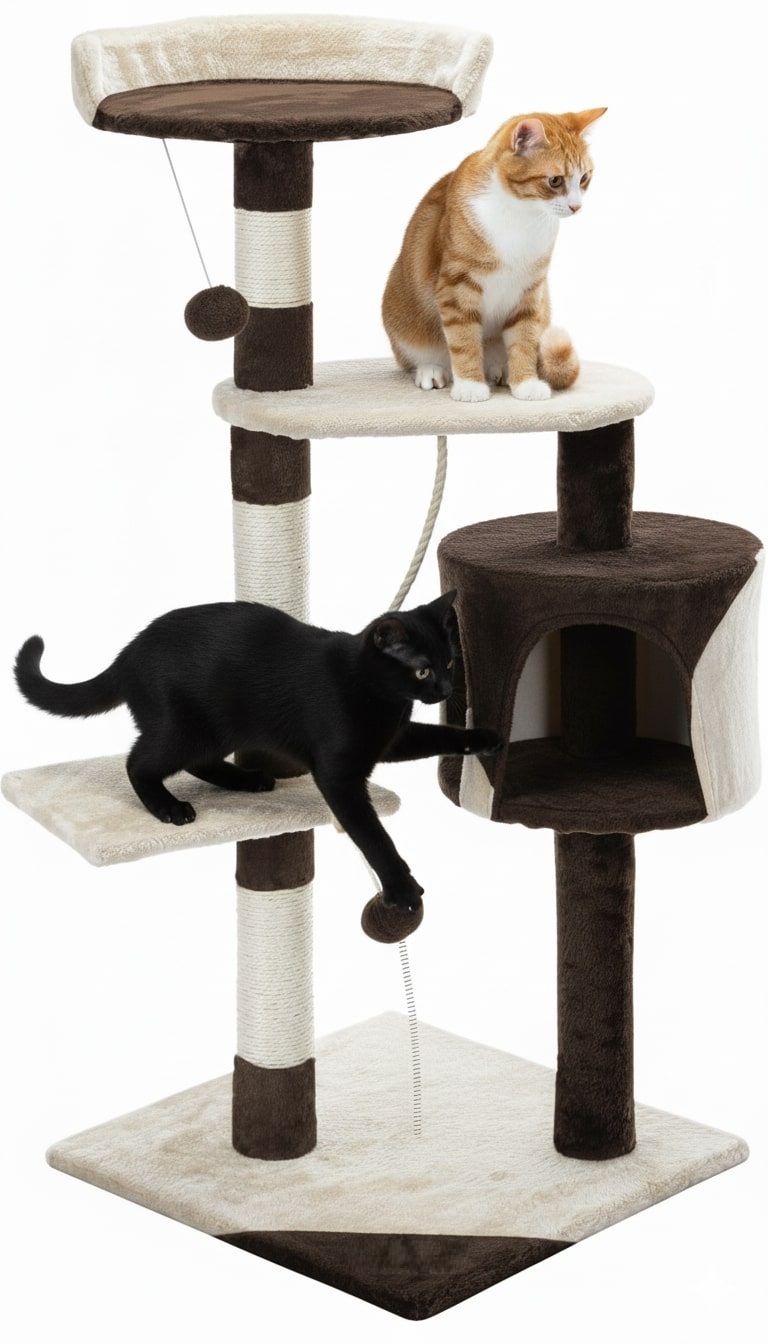 CARLA HOME 140cm Cat Tree for Indoor Cats with Plush Perch, Sisal Scratching Posts & Condo for Kittens & Adult Cats (Beige)