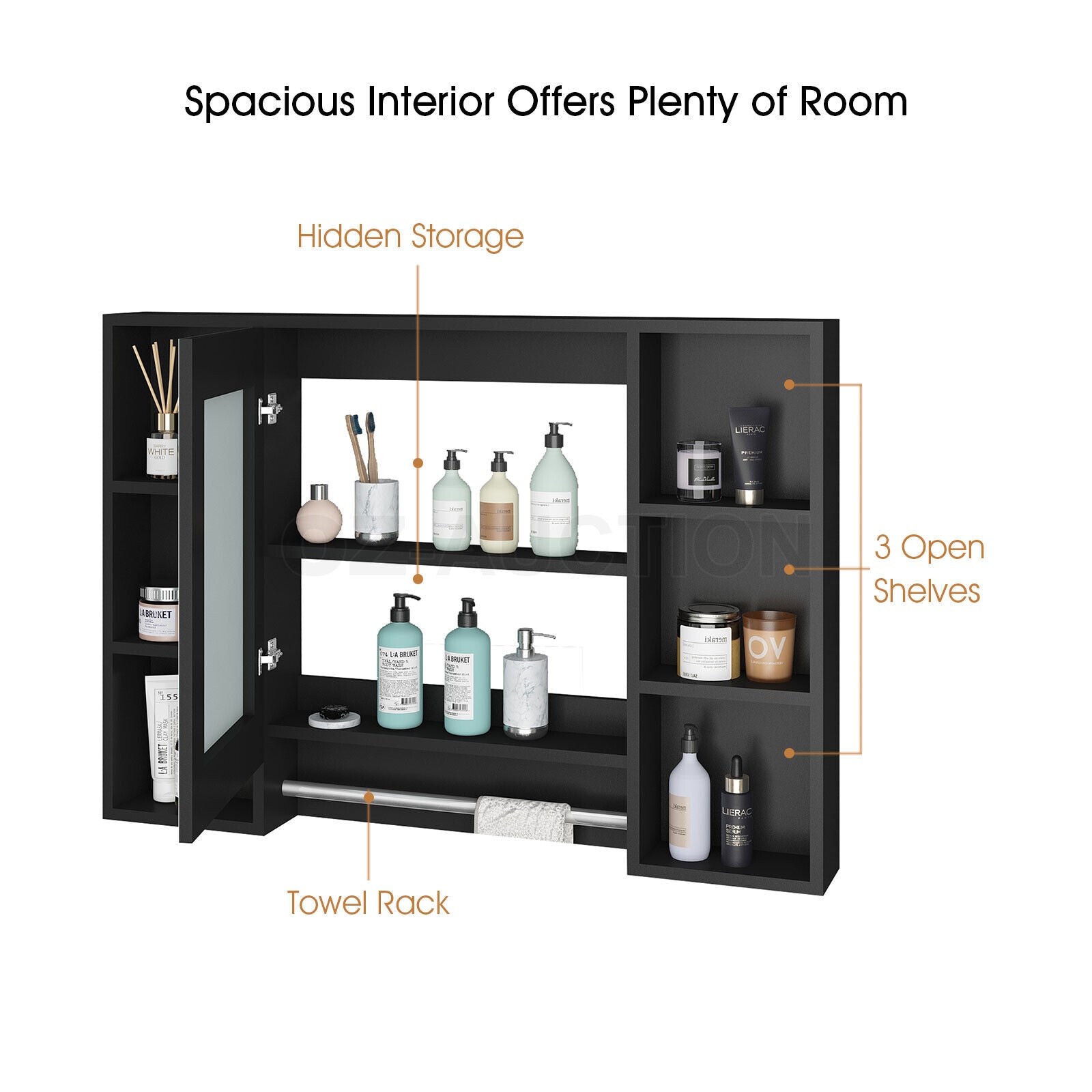 Bathroom Mirrored Cabinet Wall Storage Organizer