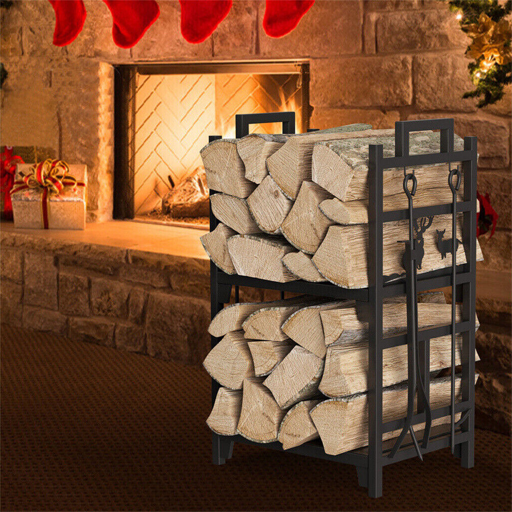 Iron Log Holder Indoor Heavy Duty Firewood Rack 180kg