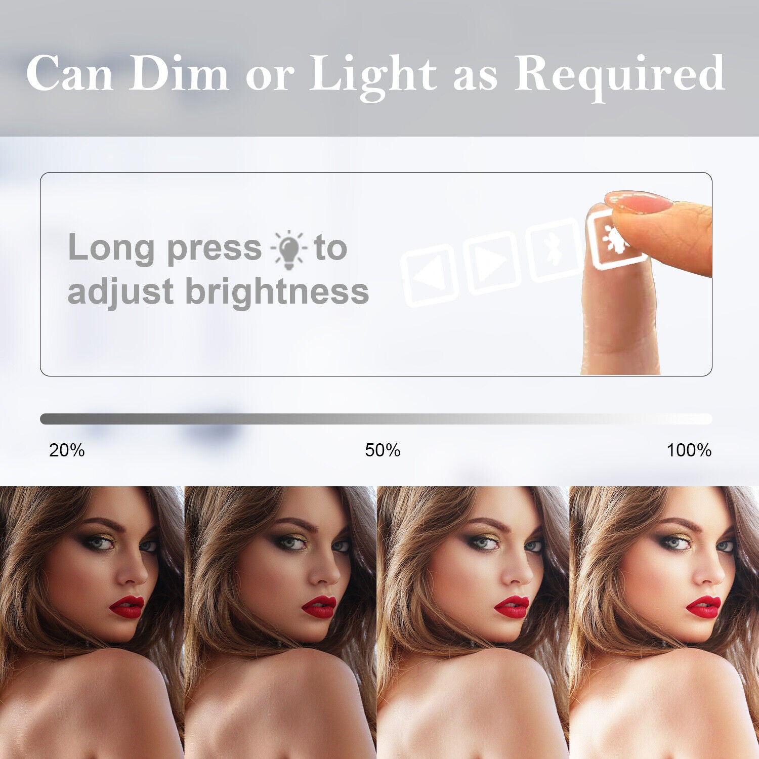 Hollywood LED Vanity Mirror Bluetooth Rectangle White Silver