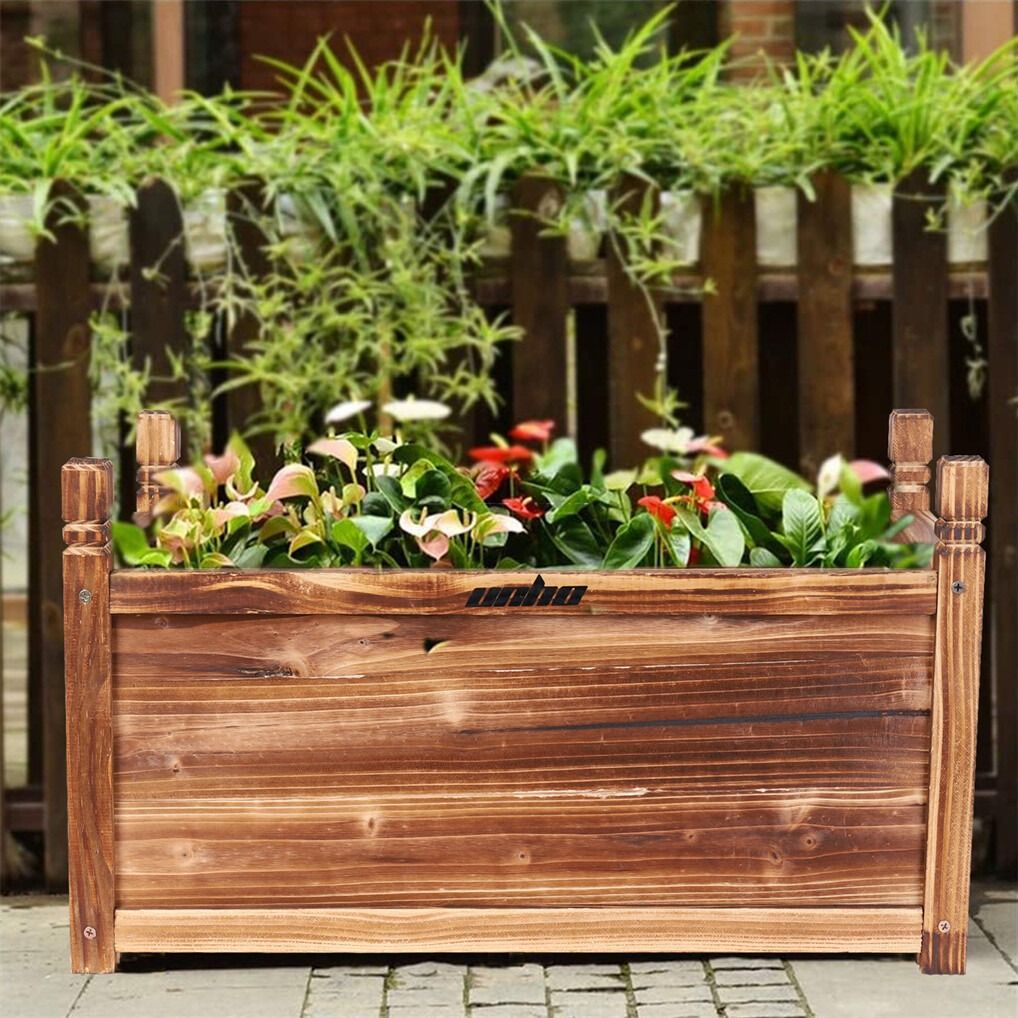 Large Raised Garden Bed Wooden Planter 90x30x33cm
