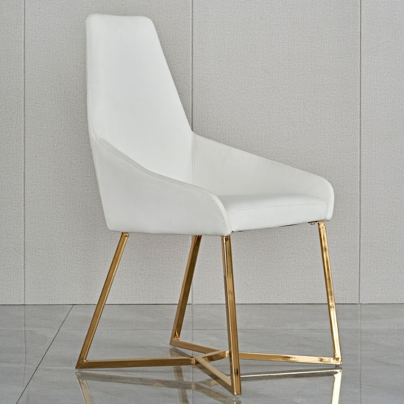 SET OF 4 Dining Chair White PVC Dining Chair Gold Criss Cross Legs