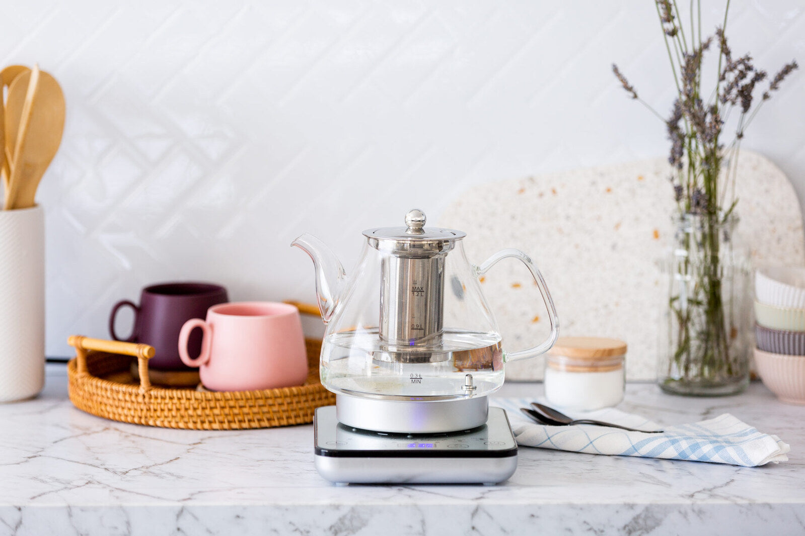 1.2L Digital Glass Kettle w/ Electric Tea Pot & Infuser 800W