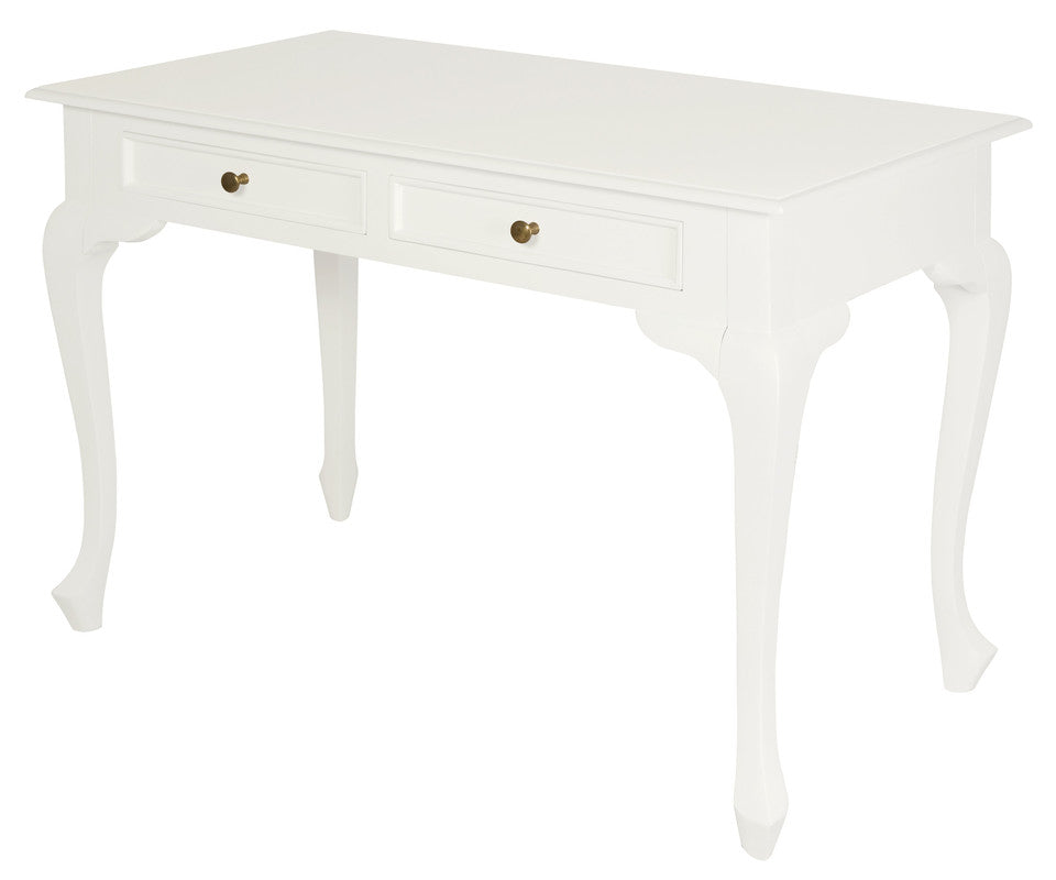 Queen Anne 2 Drawer Desk (White)