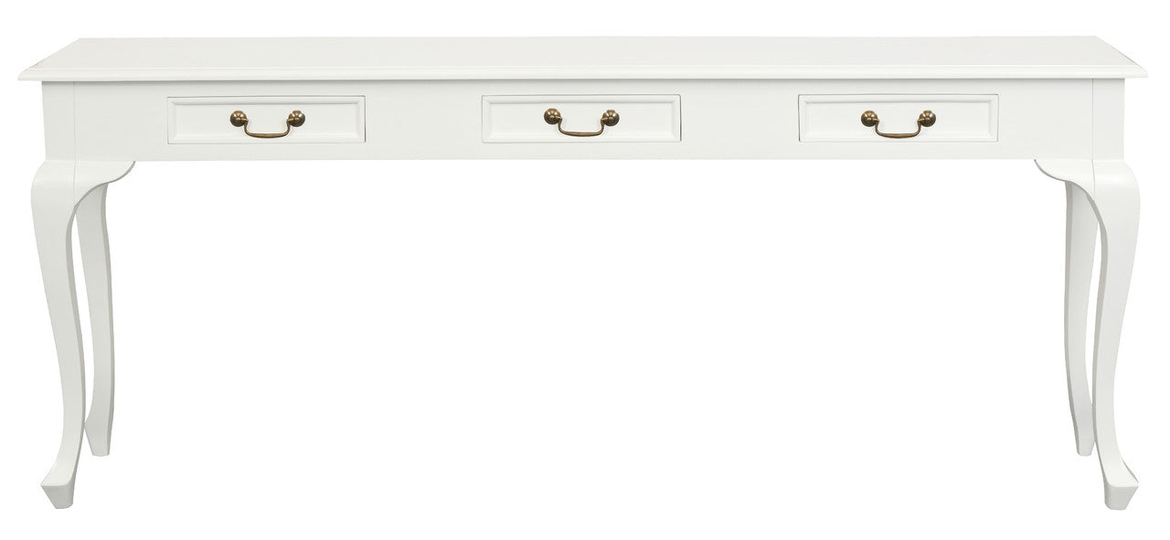 Queen Anne 3 Drawer Sofa Table - White