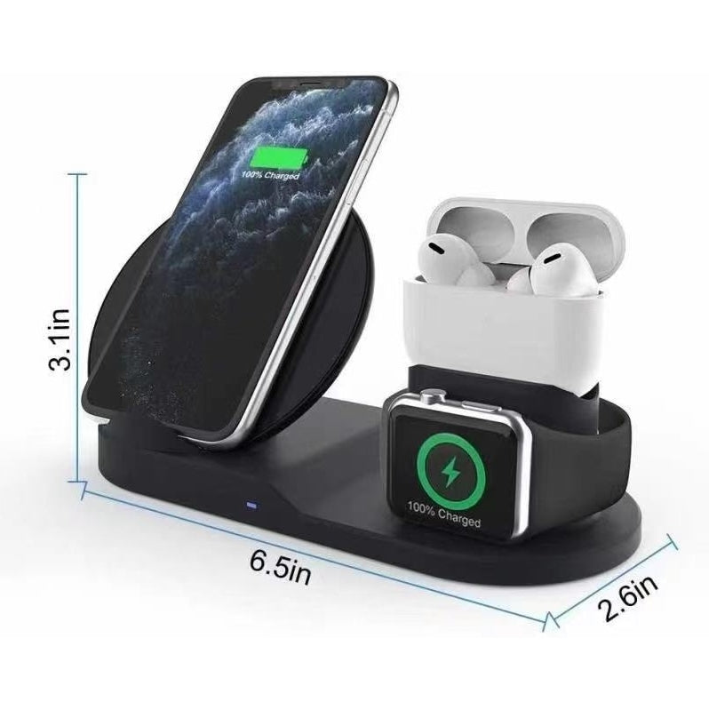 N30 3 in 1 Wireless Charger Qi Fast Charger Stand for iPhone/Samsung/Airpods/Apple Watch-Black