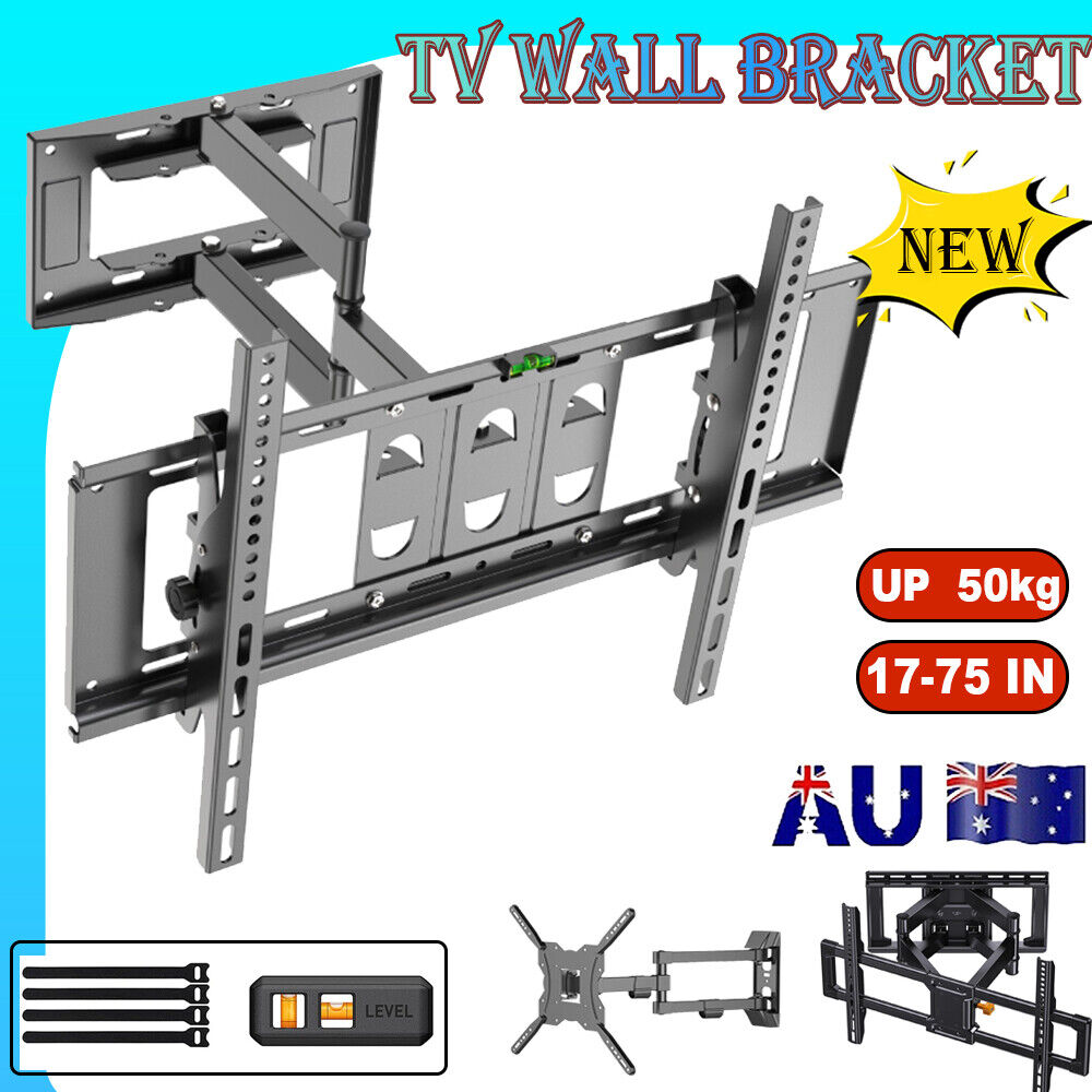 Full Motion Wall Mount TV Bracket Swivel & Tilt LED17 32 40 43 50 55 60 65 70 75 Double arm