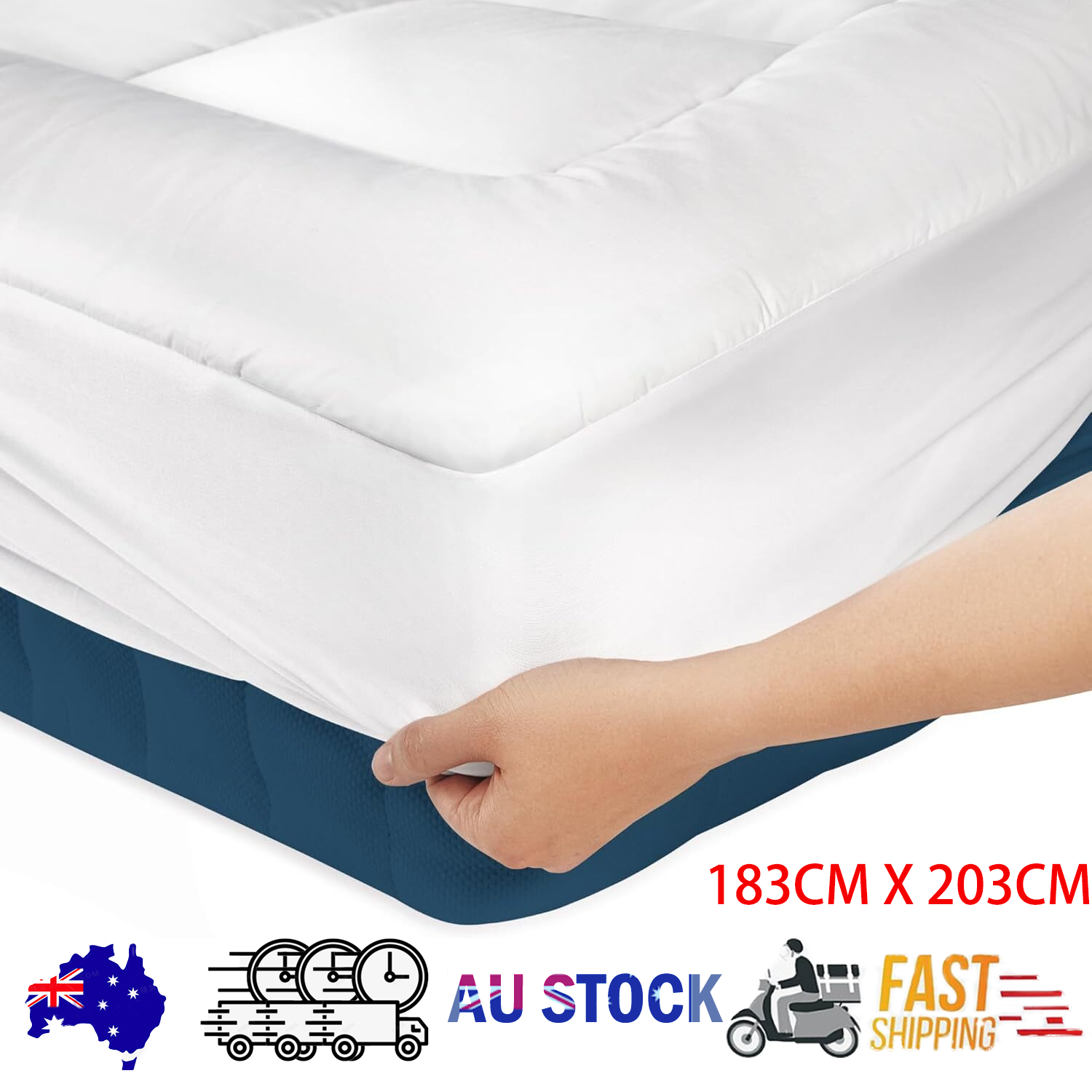 Luxury Mattress Topper Pillowtop Bedding Mat Pad Fitted Cover Underlay KING