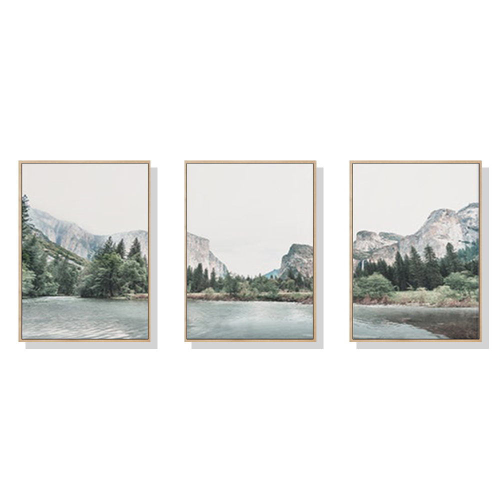 Wall Art 70cmx100cm Yosemite Valley National Park 3 Sets Wood Frame Canvas