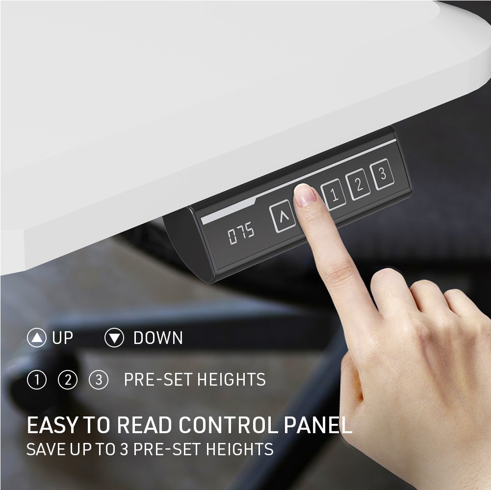 FORTIA Sit To Stand Up Standing Desk, 150x68cm, 72-118cm Electric Height Adjustable, Ergonomically Curved Edge, 50kg Rated, White/Silver Frame