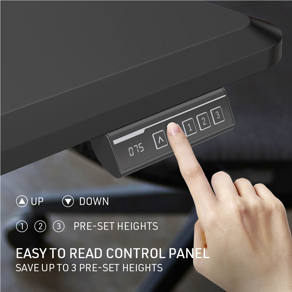 FORTIA Sit To Stand Up Standing Desk, 150x68cm, 72-118cm Electric Height Adjustable, 50kg Rated, Black/Silver Frame