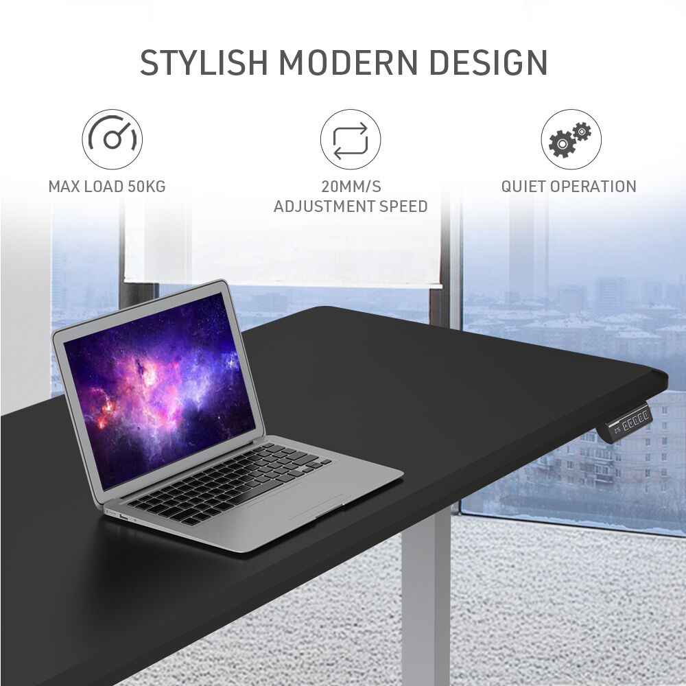 FORTIA Sit To Stand Up Standing Desk, 150x68cm, 72-118cm Electric Height Adjustable, 50kg Rated, Black/Silver Frame