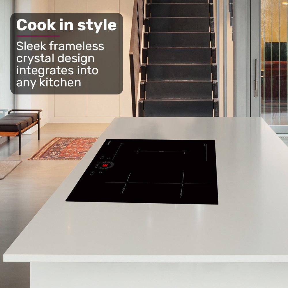 EUROCHEF 60cm 4 Zone Induction Cooktop, 7200W Electric, FlexZone Function, Touch Controls