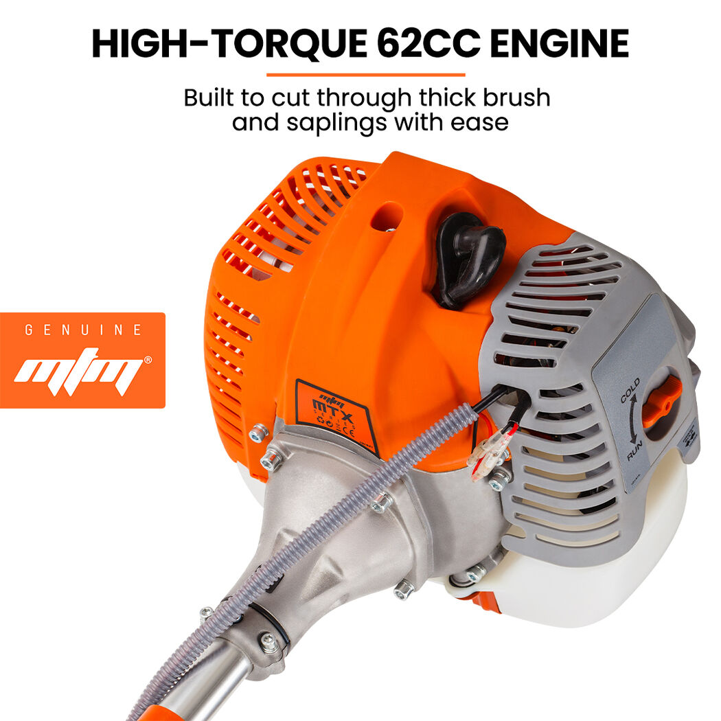 MTM 62cc 7in1 Brush Cutter Garden Multi-Tool , Pole Hedge & Line Trimmer, Bullhorn Handle, 12" Tree Trimming Pruning