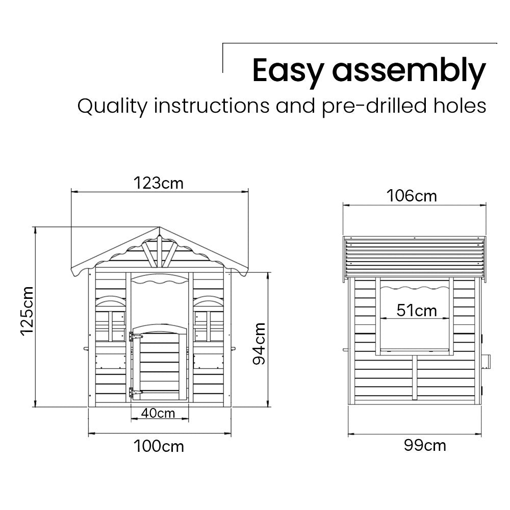 ROVO KIDS Cubby House, Outdoor Wooden DIY Timber Cottage Style Playhouse, for Children