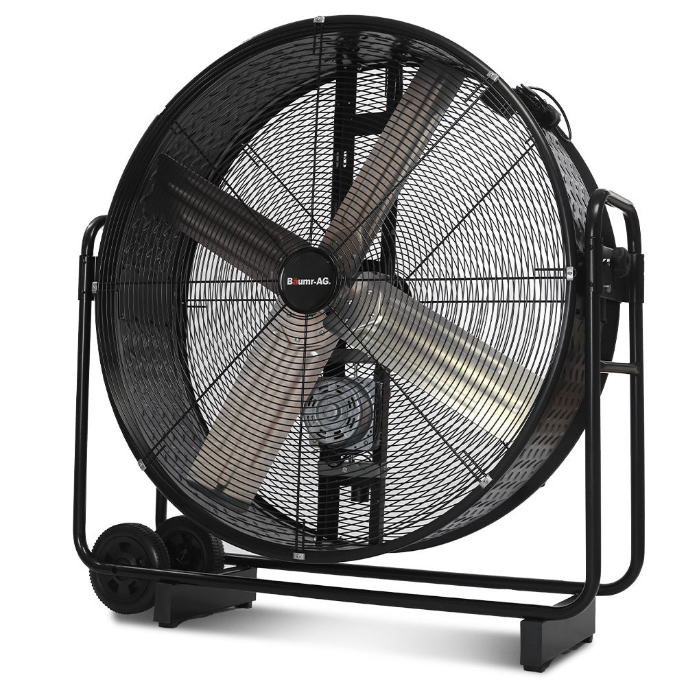 BAUMR-AG 42" 1067mm 660W Industrial Mobile Floor Drum Fan, Belt Drive, Tilting, Large, Commercial, Heavy-duty Frame, EESS Certified
