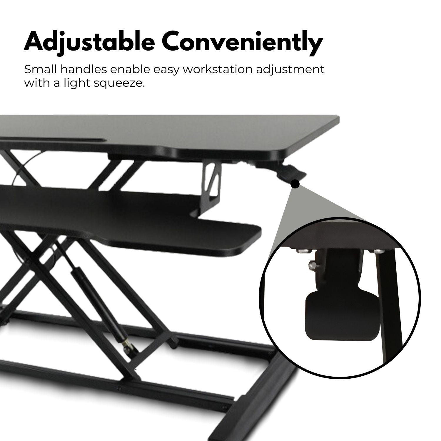 EKKIO Adjustable Standing Desk Riser with Gas Spring (Black) EK-DSR-100-MS