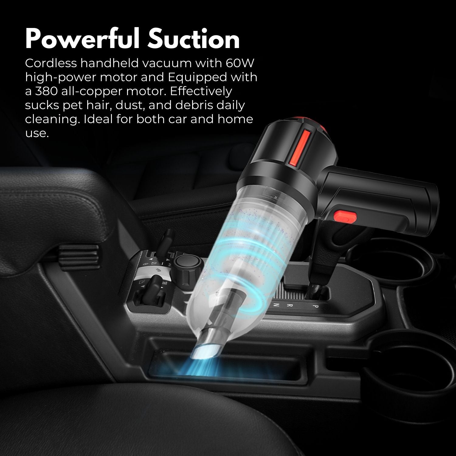 Miraklass Cordless Air Duster with Vacuum (Black) MK-ADV-101-HL