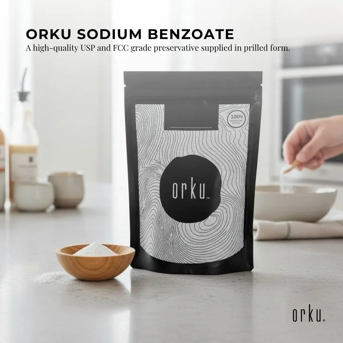 Orku 2Kg Sodium Benzoate USP/FCC Grade Prills – E211 Preservative CAS 532-32-1