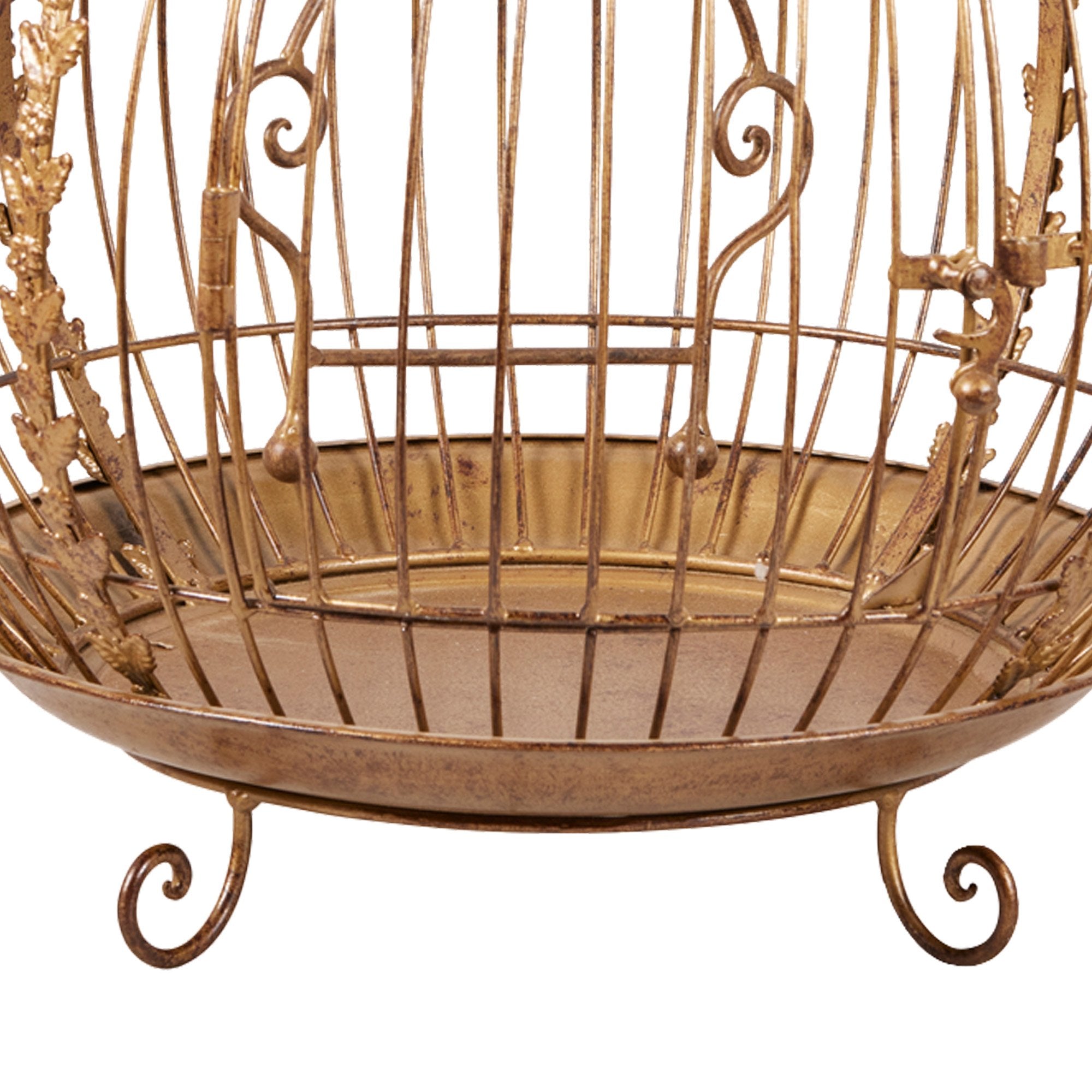 Christabelle Antique Gold Metal Art Iron Wrought Material Bird Cage Display Christmas Decor