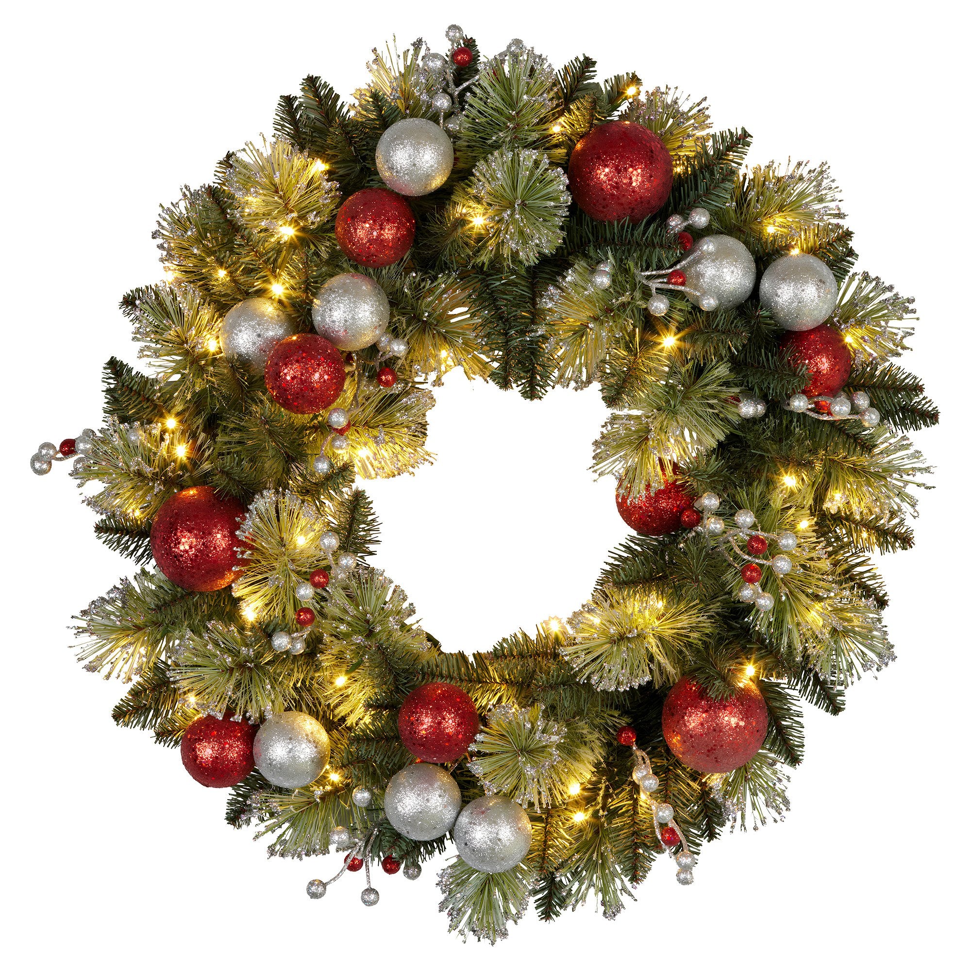 Christabelle 61cm Pre-lit Christmas Wreath Jingle Bells Battery-operated Baubles