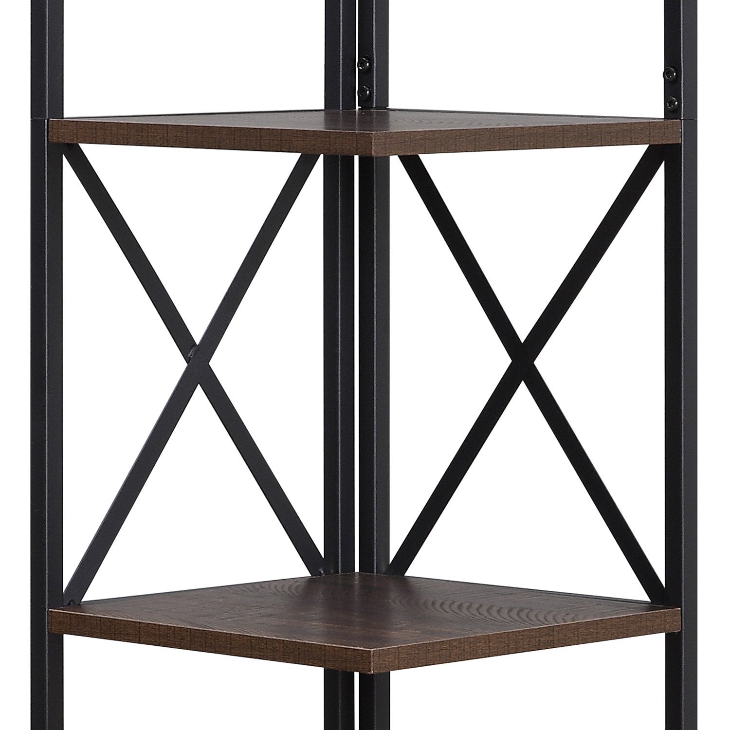 Sarantino Nora 5-Tier Corner Bookshelf in Walnut/Black