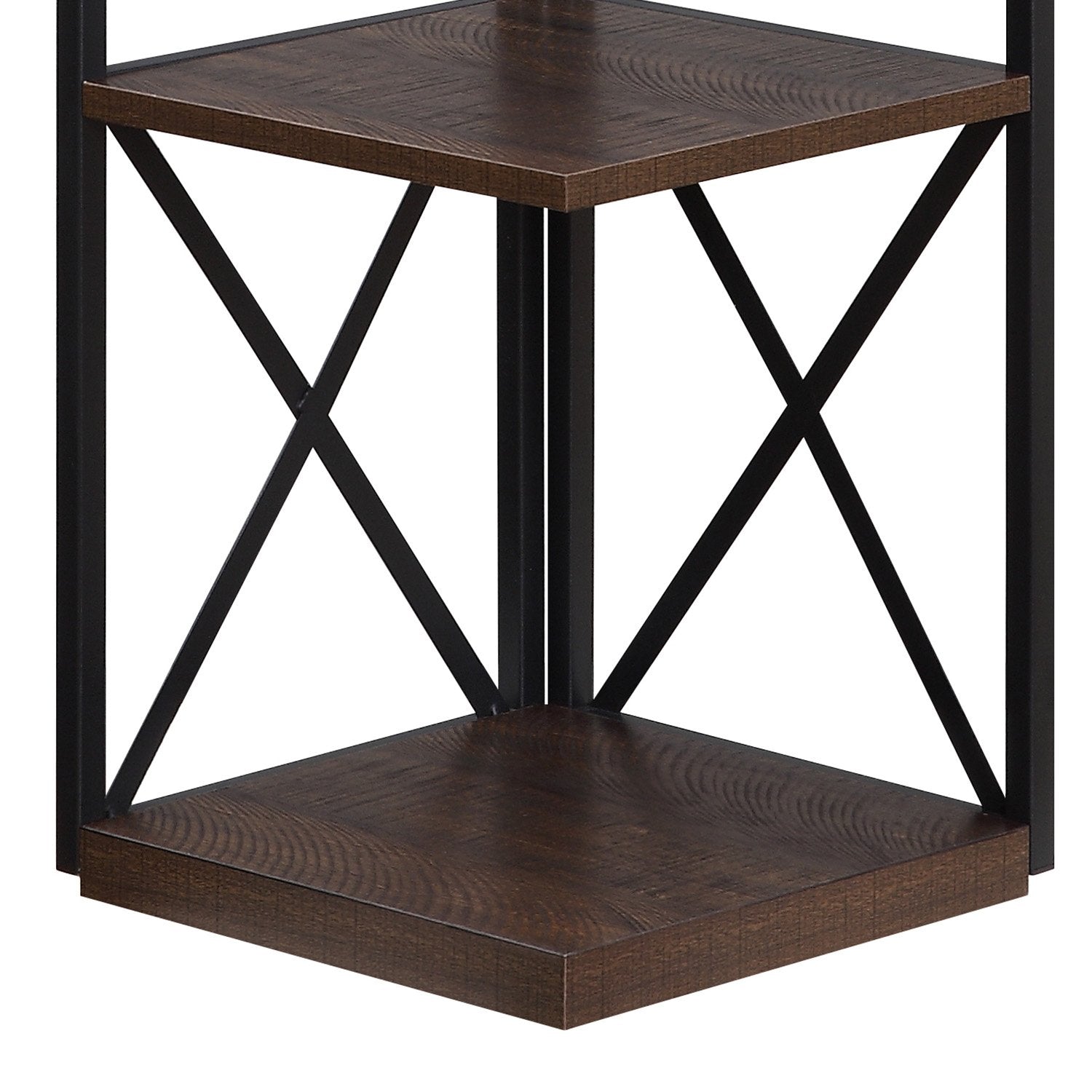 Sarantino Nora 5-Tier Corner Bookshelf in Walnut/Black
