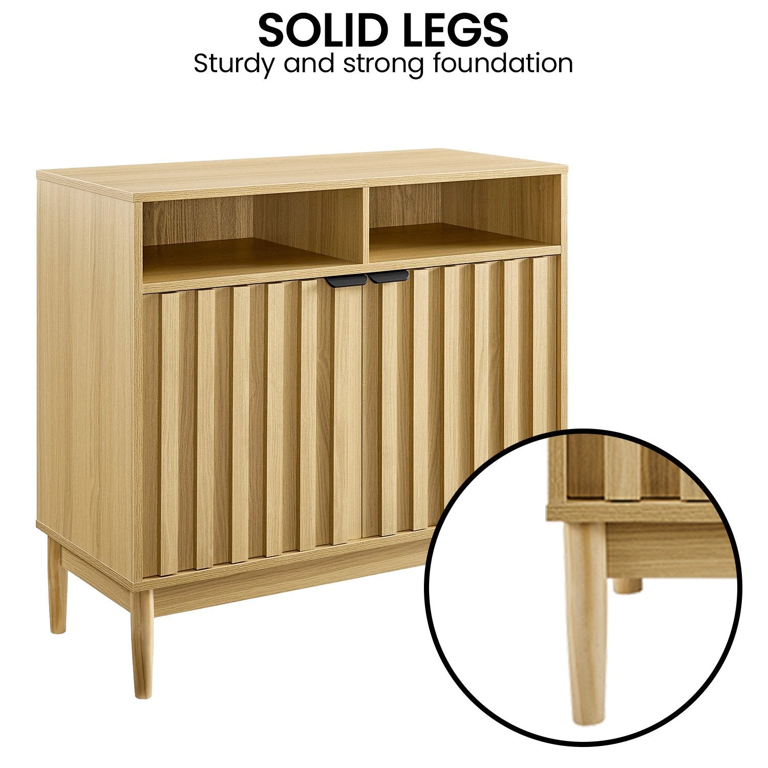 Sarantino Eleni 2-Door Sideboard Buffet Hallway Cabinet Storage Console Cupboard in Natural