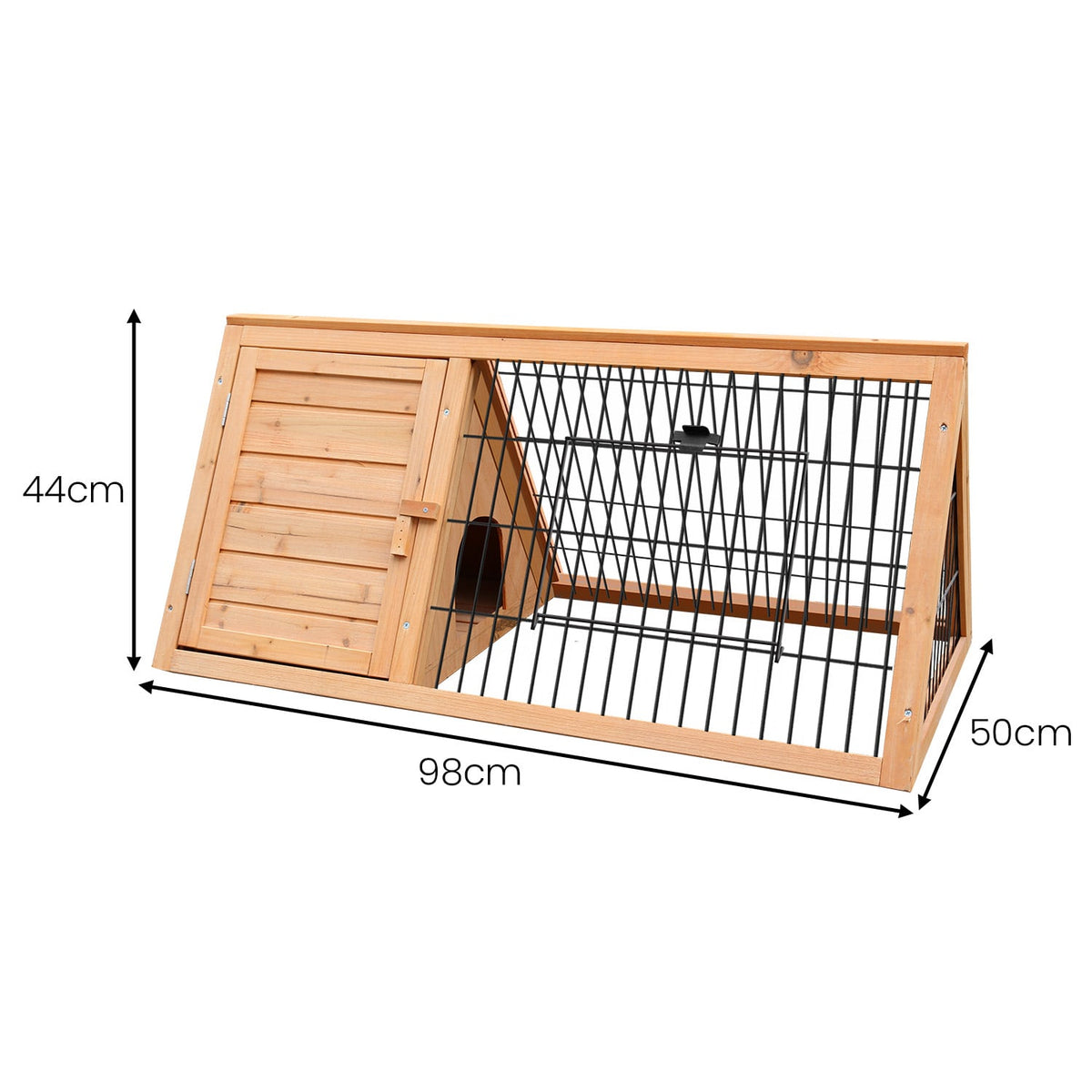 Furtastic Triangle Wooden Rabbit Hutch Outdoor A-Frame Bunny Cage Small Animal Enclosure Fir Wood Pet House