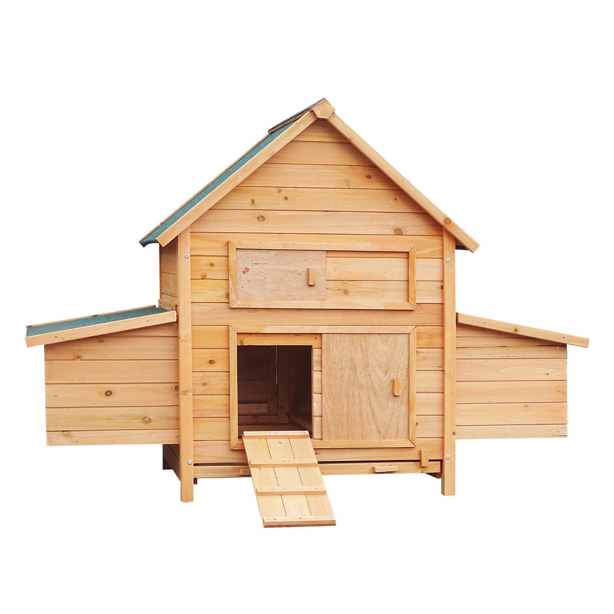 Furtastic Wooden Chicken Coop & Rabbit Hutch Weatherproof Outdoor Pet House 2 Nesting Boxes Ramp Pull Out Tray