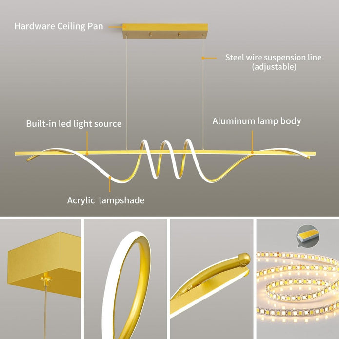 BAMDECOR A202 Modern LED Linear Pendant Lights with Dimmable LED 160cm
