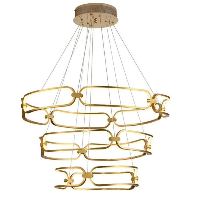 BAMDECOR A209 Colette Ceiling Chandelier Led Modern Circular Art Aluminum Light Fixture for Living Room Bedroom Indoor Decor(3 Rings)