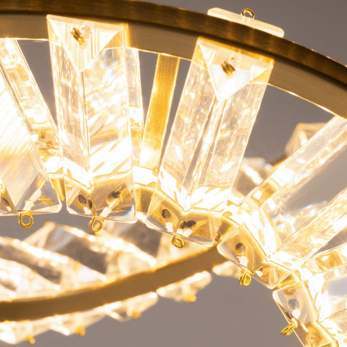 BAMDECOR C3318/2 Modern Crystal Chandeliers Lighting Fixtures Contemporary Round Chandelier Lighting Fixtures Crystal Pendant Ceiling Lights(Gold)