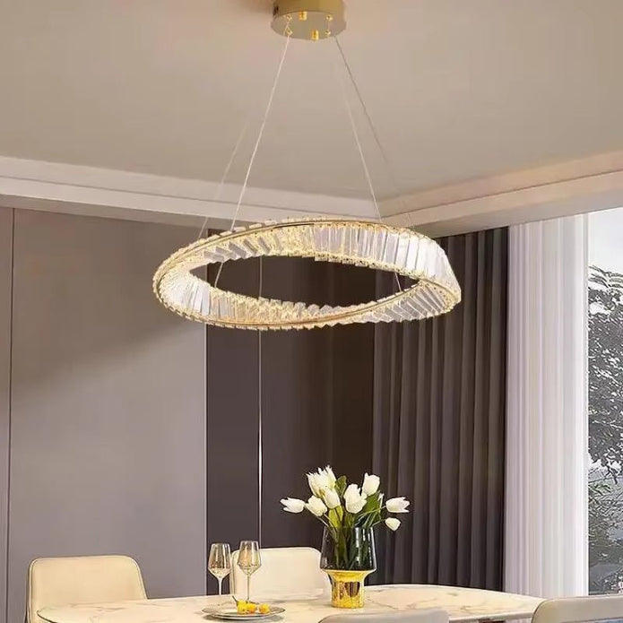 BAMDECOR C3342/1 Modern Crystal Chandeliers Lighting Fixtures Contemporary Wave Chandelier Lighting Fixtures Crystal Pendant Ceiling Lights for Living Room (Gold)