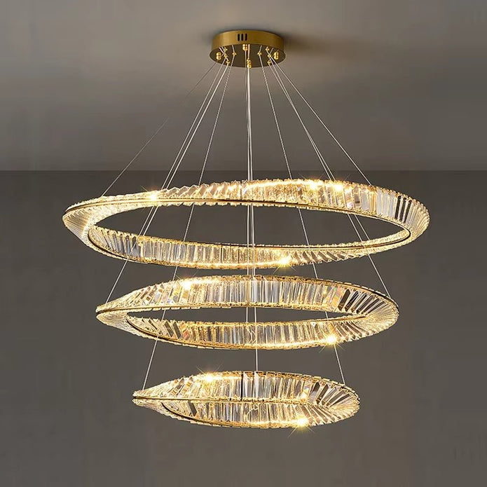 BAMDECOR C3342/3 Modern Crystal Chandeliers Lighting Fixtures Contemporary Wave Chandelier Lighting Fixtures Crystal Pendant Ceiling Lights for Living Room (Gold)