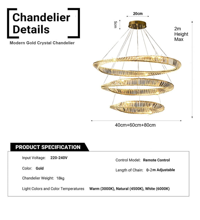 BAMDECOR C3342/3 Modern Crystal Chandeliers Lighting Fixtures Contemporary Wave Chandelier Lighting Fixtures Crystal Pendant Ceiling Lights for Living Room (Gold)