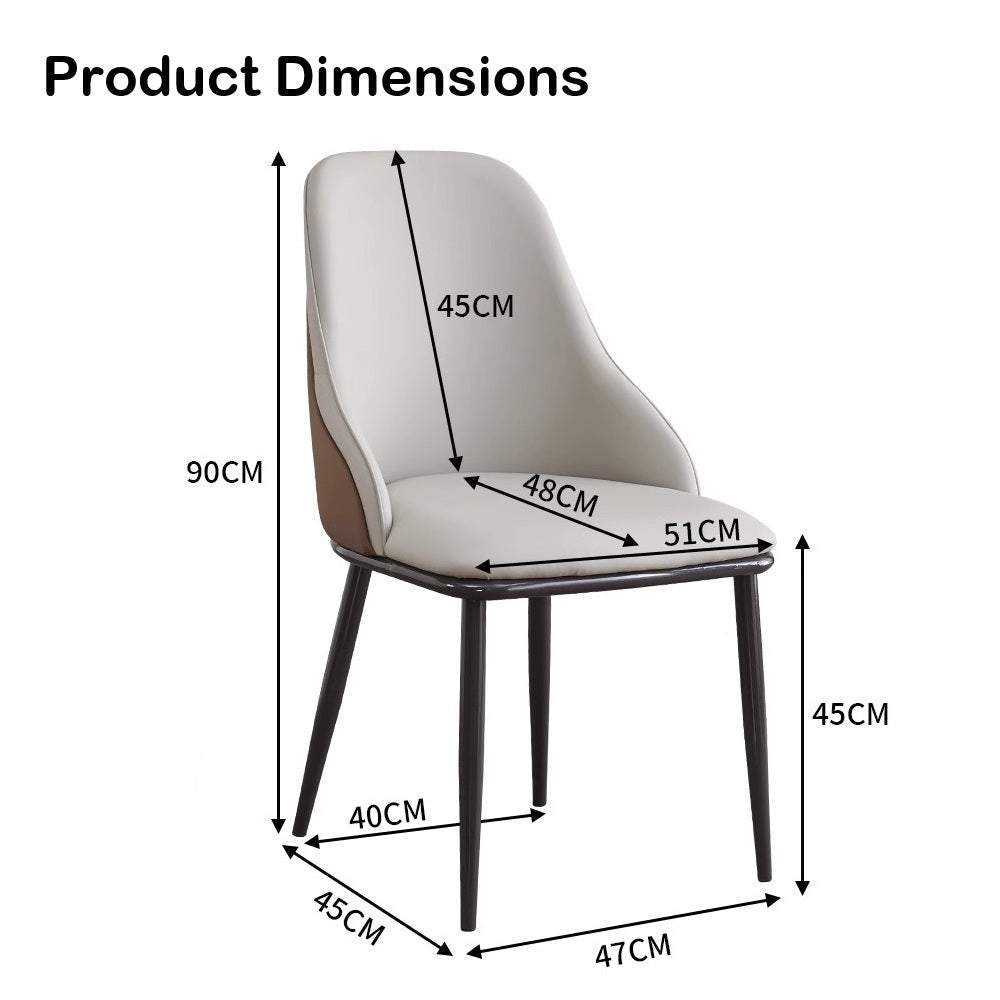 VELLUTO Dining Chair Modern upholstered Leather Kitchen Chairs with armrests Bathtub Chair Leisure Lounge Chair Living Room Bedroom Home Set of 2 (Light Grey Duo)