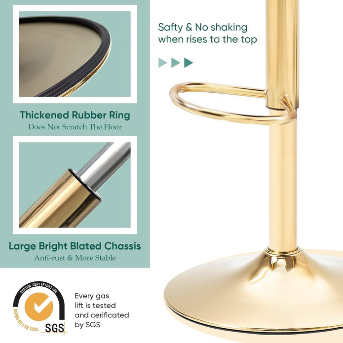 SERENITà Swivel Bar Stools Set of 2 Counter Height Barstools with Back Velvet Upholstered Adjustable Stool Chair Min Century Modern Bar Stool for Kitchen Island (Emerald Green)