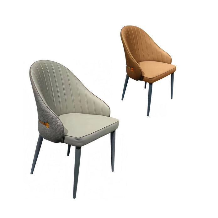 VELLUTO Dining Chairs Set Armchairs Mid Century Modern Kitchen Dining Room Chairs Faux Leather Accent Chairs Metal Vanity Lounge Chair with Back for Living Room Bedrooms Set of 2