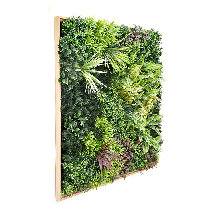 YES4HOMES 3D 1Mx1M Green Artificial Plants Wall Panel Flower Wall With Frame Vertical Garden UV Resistant Frame