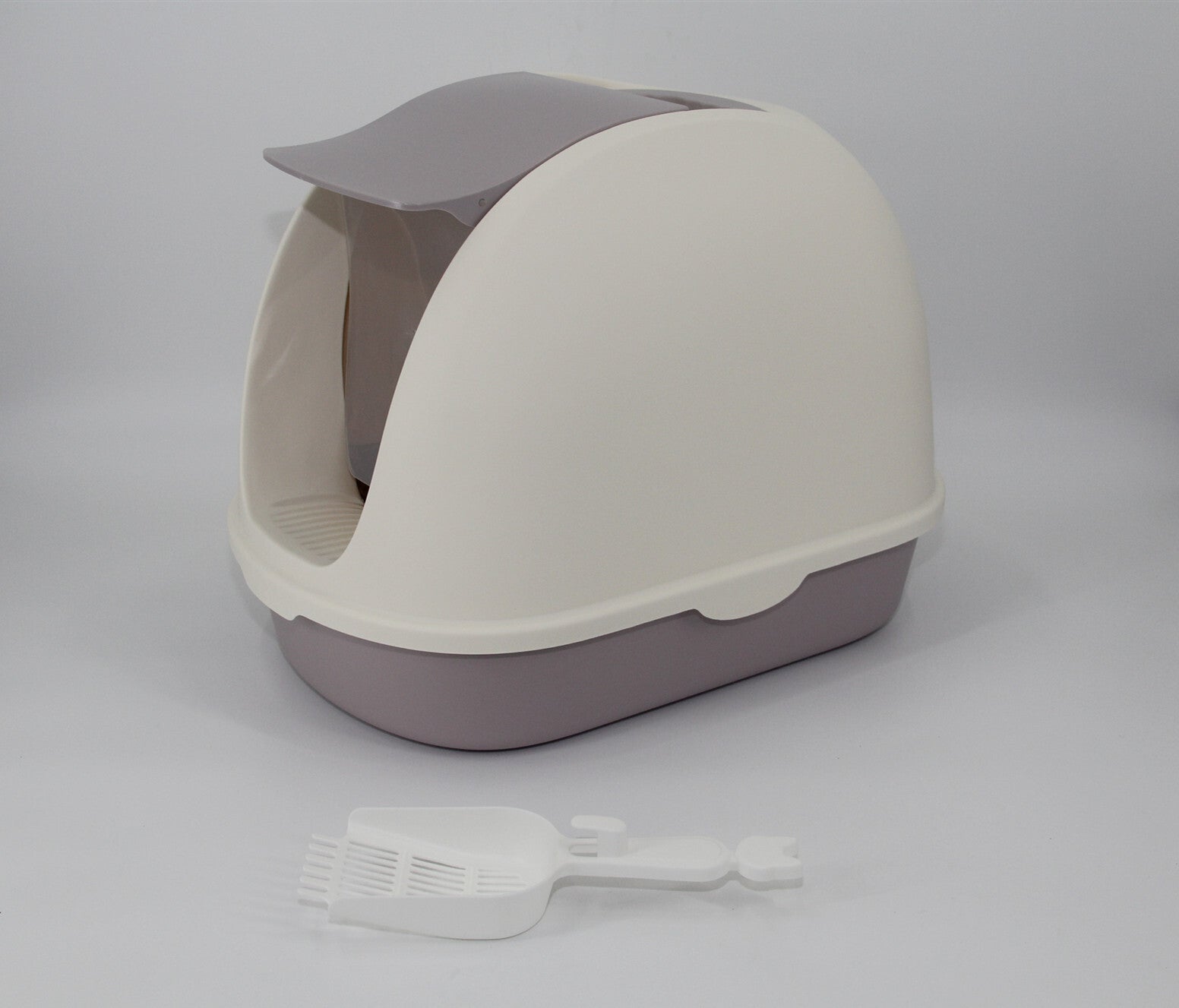 YES4PETS Portable Hooded Cat Toilet Litter Box Tray House with Scoop and Grid Tray White
