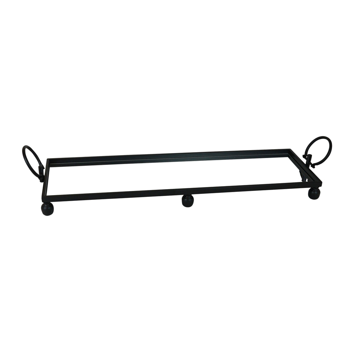 Eliza Mirror Tray with Handles - Large - Black