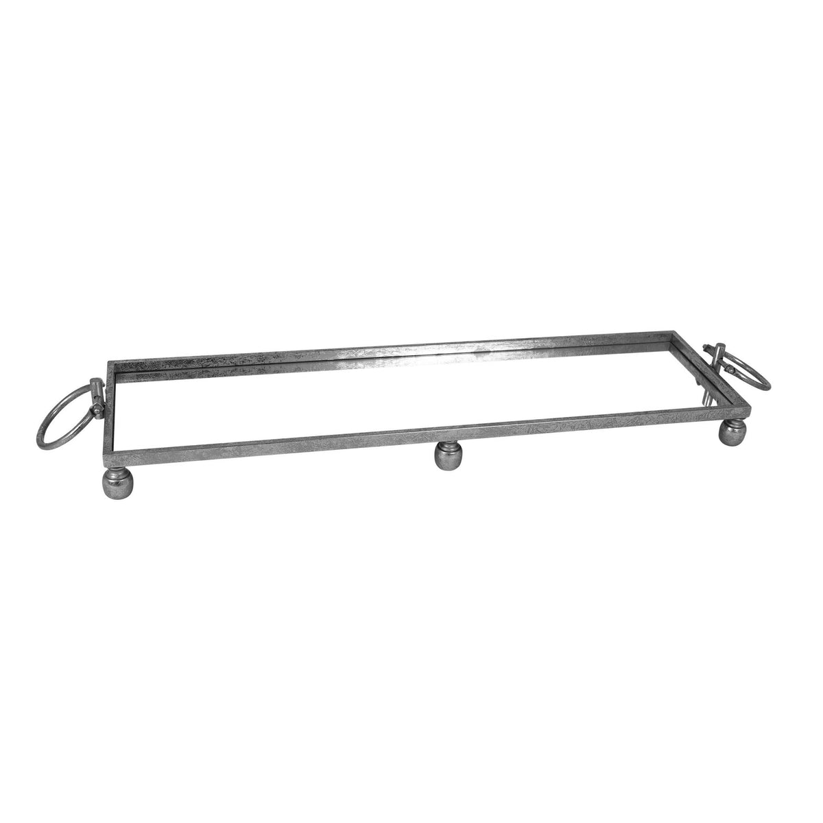 Eliza Mirror Tray with Handles - Large - Silver