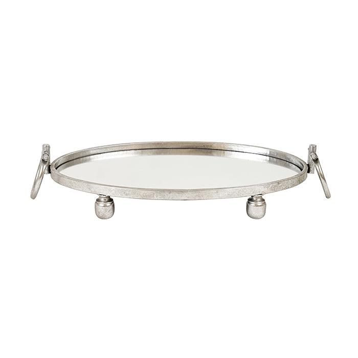 Eliza Mirror Tray with Handles - Oval - Silver