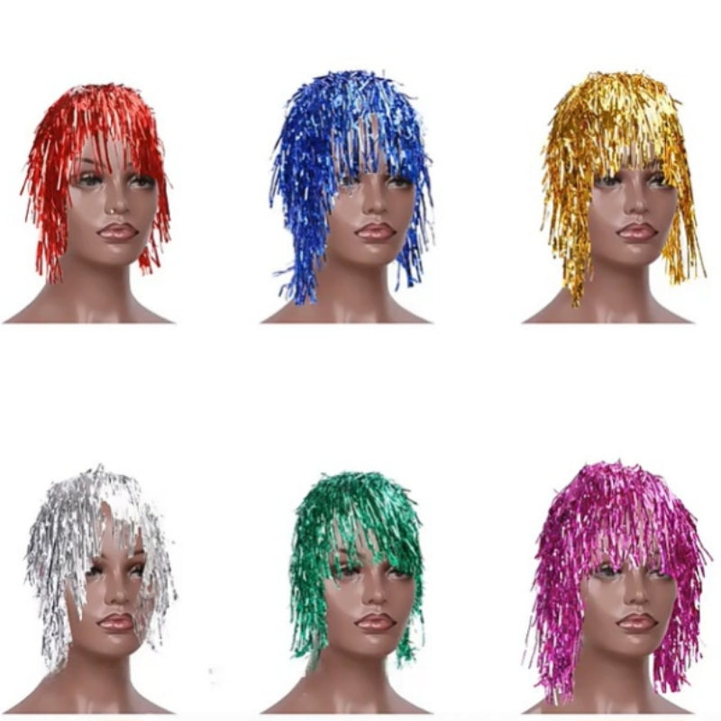 Party tinsel wig-assorted colour - Hot Pink