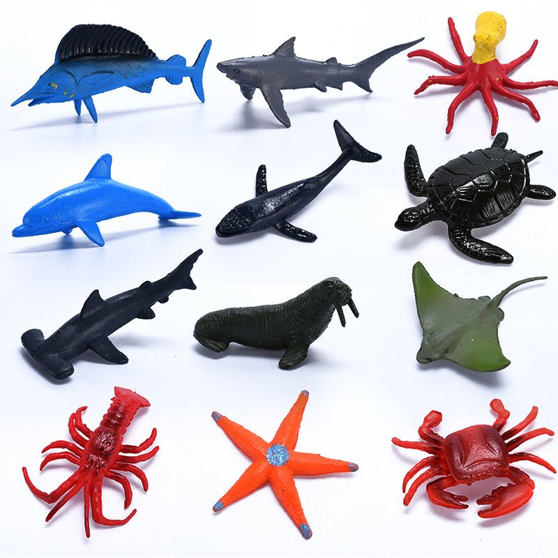Mini Wild Animal Action Figures – Learning Toy Set for Toddlers & Kids 6 Assorted types - Sea animals: 12 PCs
