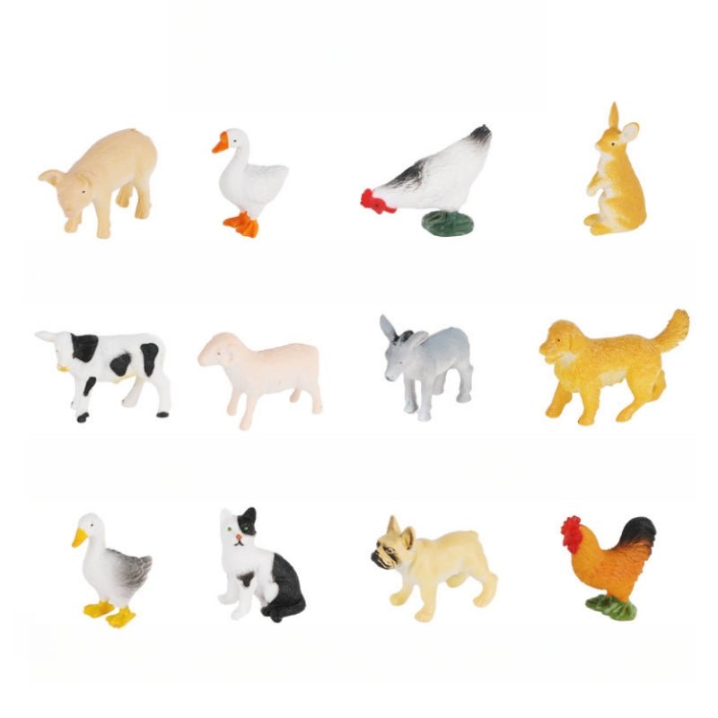12 PCs of Mini simulated Animals Assorted Action Figures Toys - Farm animals: 12 PCs