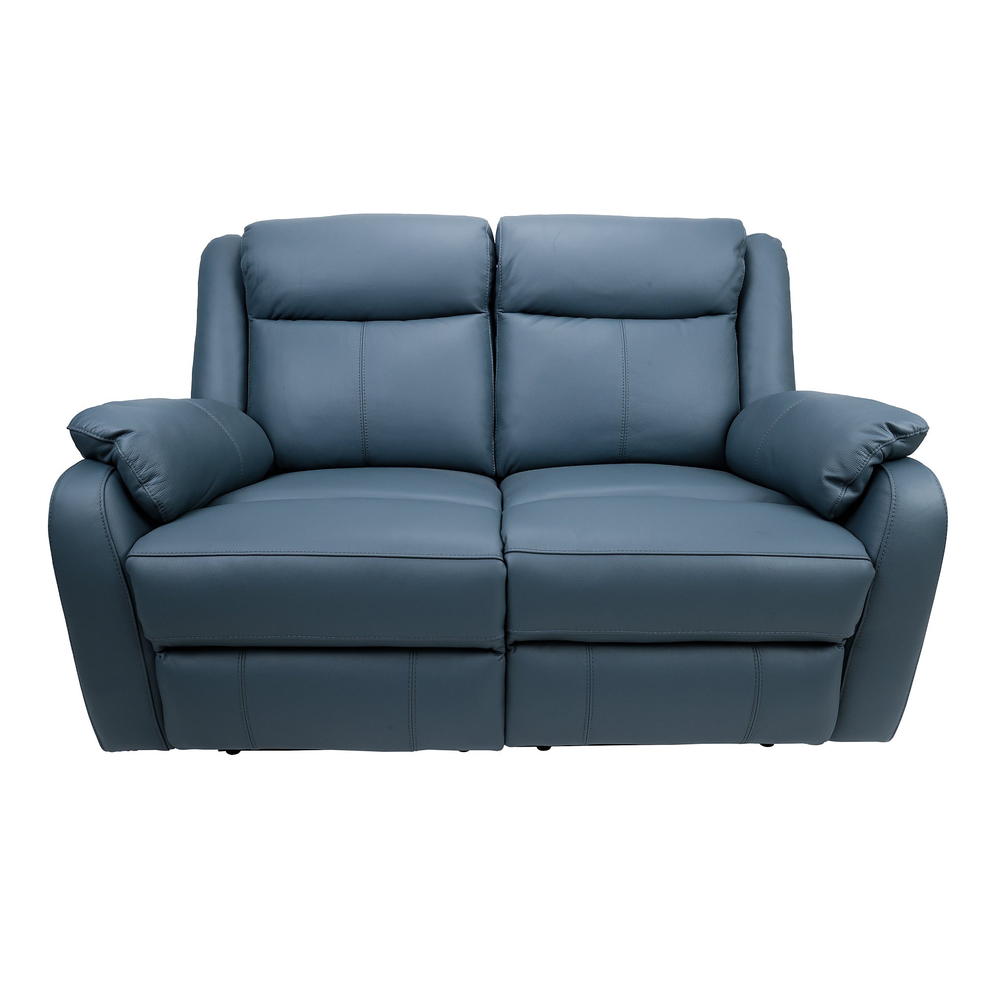 Bella 2 Seater Electric Recliner Genuine Leather Upholstered Lounge - Blue