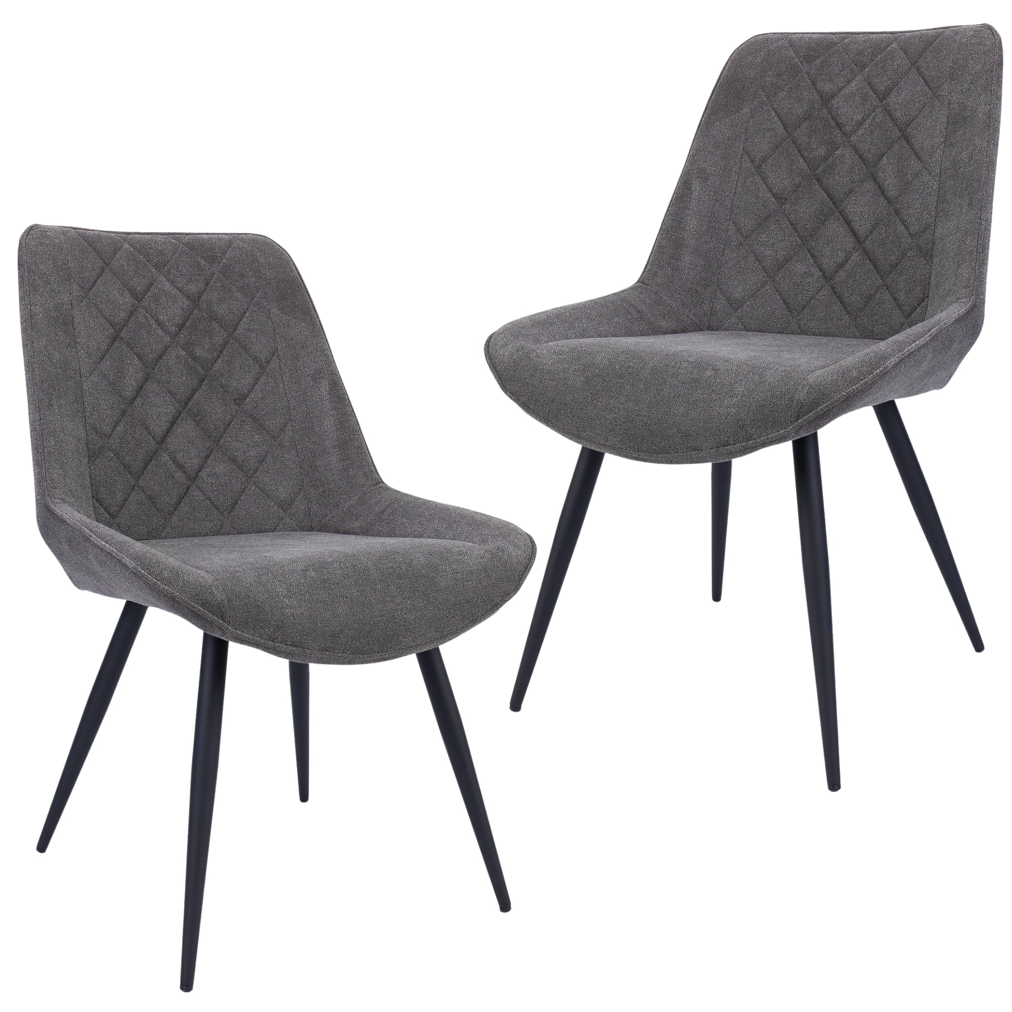 Helenium Dining Chair Set of 2 Fabric Seat with Metal Frame - Graphite